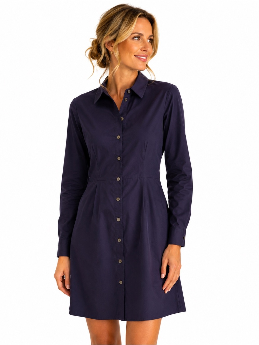 Theory Kadiem Impeccable Shirt Dress Navy Minimalist Size 2